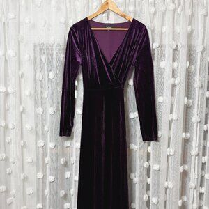 Lulu’s Jacinda Plum Purple Velvet Wrap Maxi Dress Medium 6 8